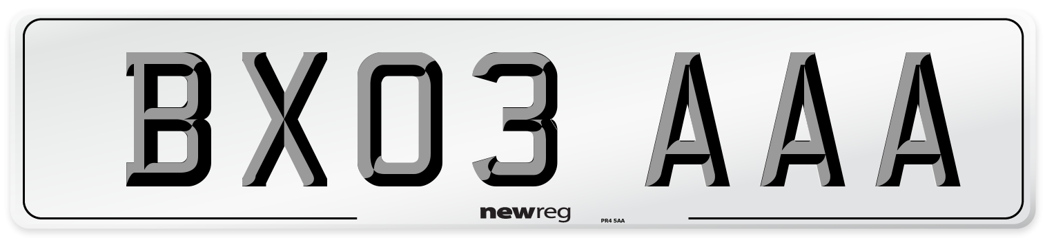 BX03 AAA Number Plate from New Reg